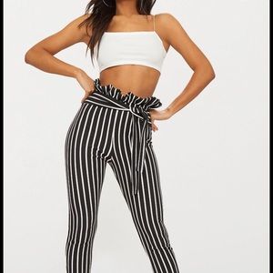 black skinny paperbag trousers